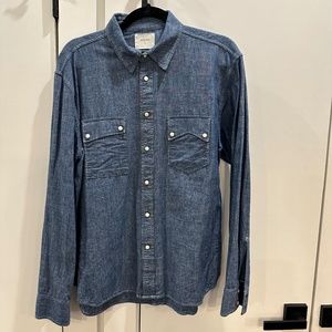Billy Reid chambray snap button shirt